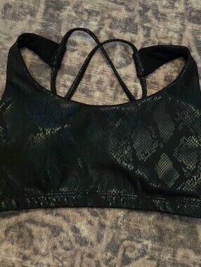 Onzie Black Snake-Print Sports Bra Sz Large